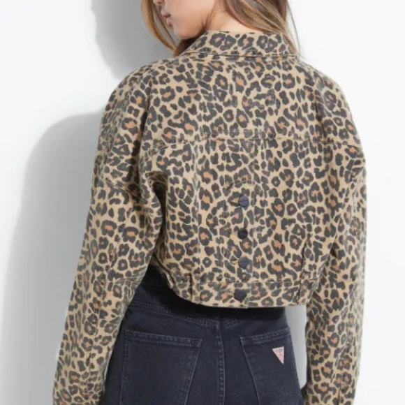 LEOPARD CROPPED DENIM JACKET - Picture 3 of 4